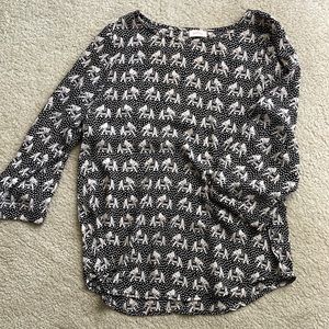 3/4 sleeve elephant print top